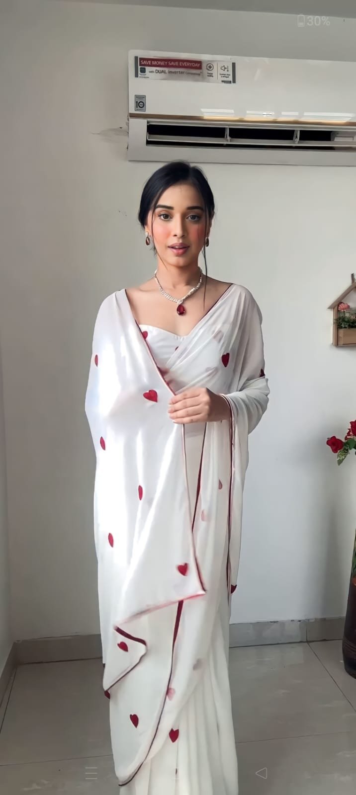 White Serenity Georgette Embroidered Saree