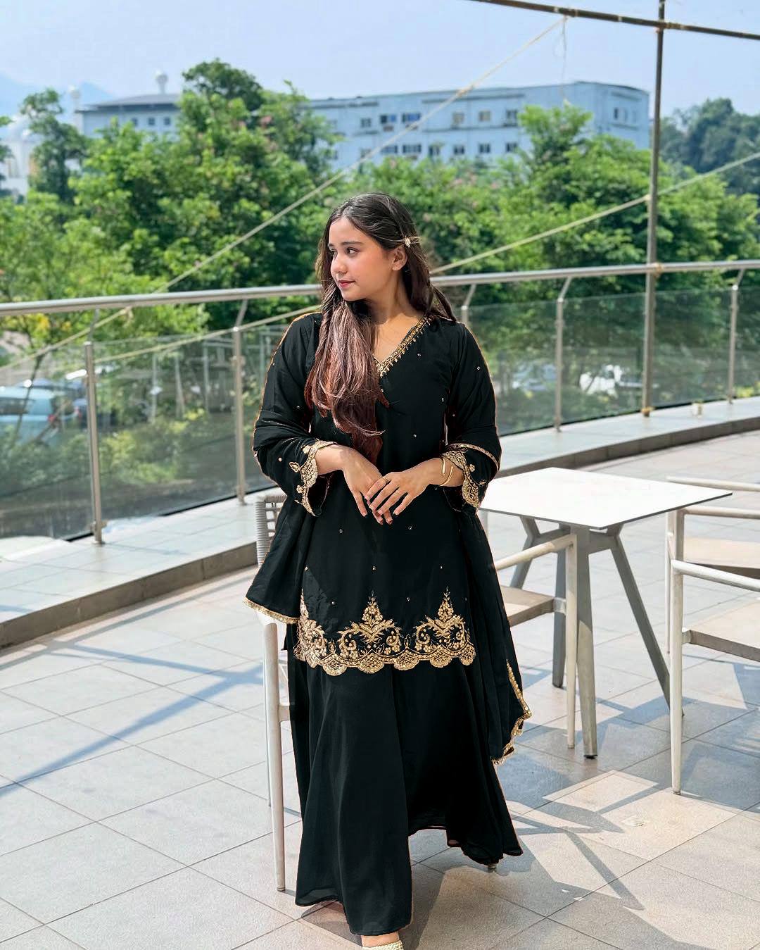 New Designer Party Wear Top Palazzo Set with Fancy Dupatta