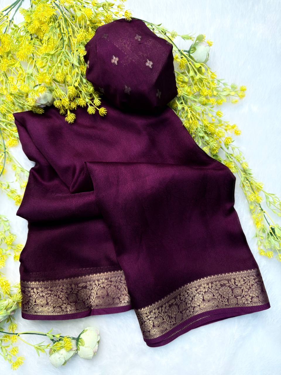 Premium Marshmallow Silk Saree with Jacquard Pallu