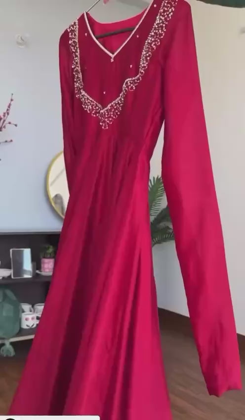 Elegant Star Georgette Embroidered Gown Set with Pant & Dupatta