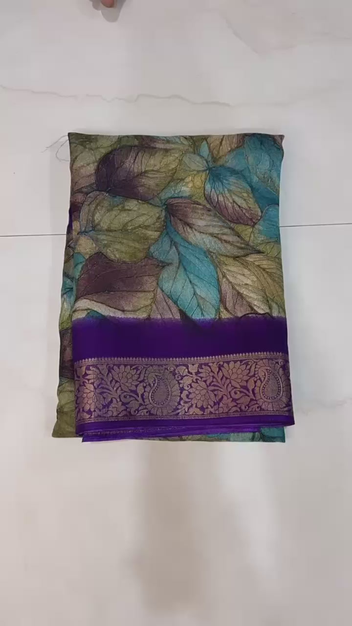 New Ajrakh Marshmellow Georgette Saree