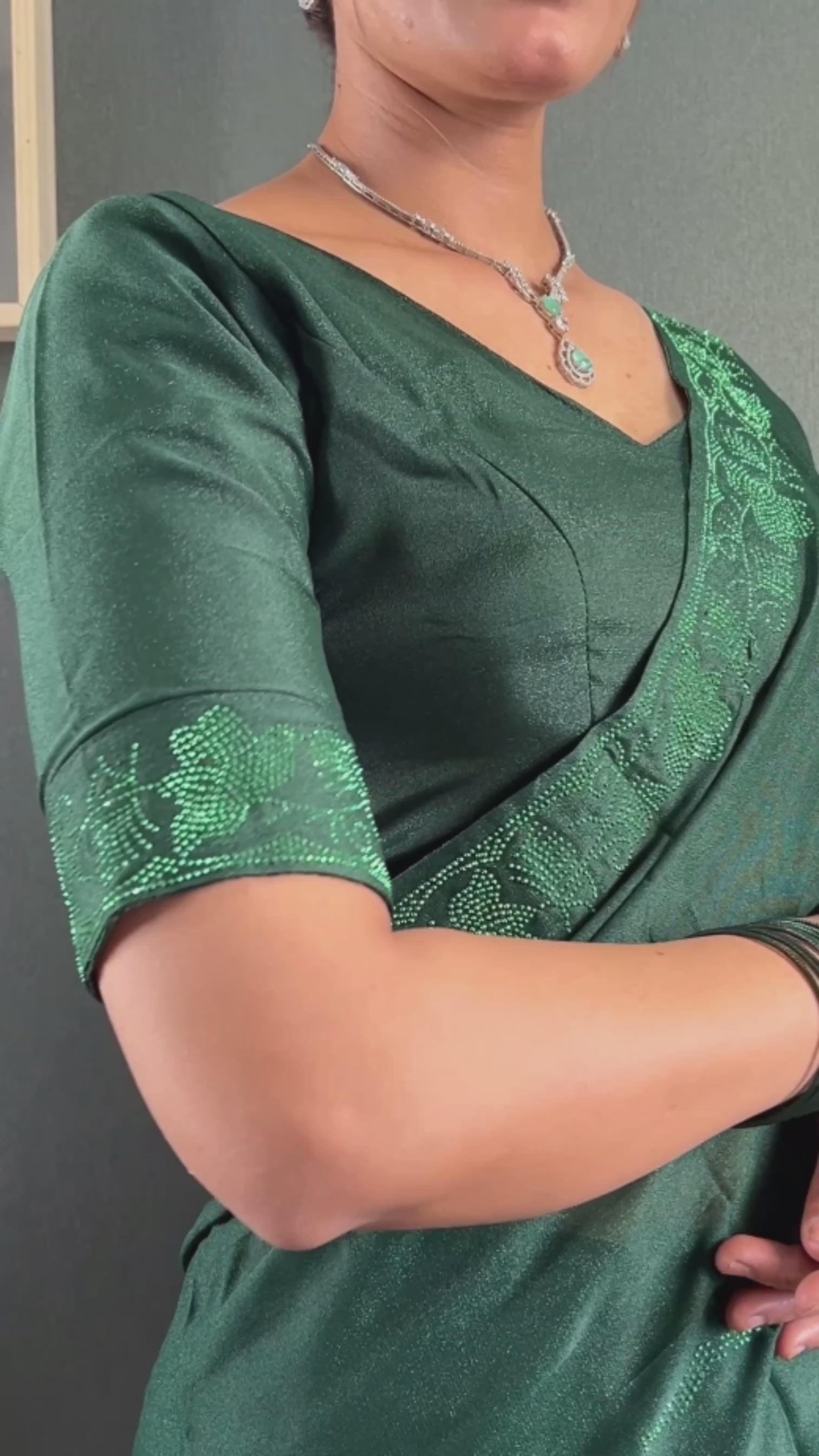 Ready-To-Wear Saree with Tone-2-Tone Swarovski Work