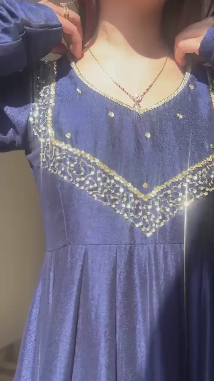 Premium Star Georgette Gown with Heavy Embroidery & Pant Set