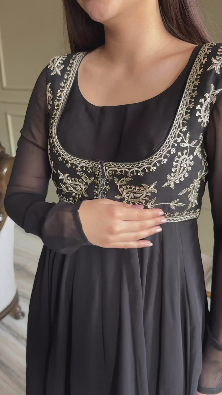 Designer Heavy Fox Georgette Anarkali Gown Set