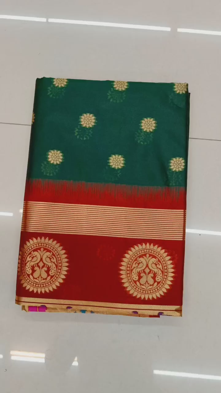 New Design Soft Silk Saree with Golden Jari Work