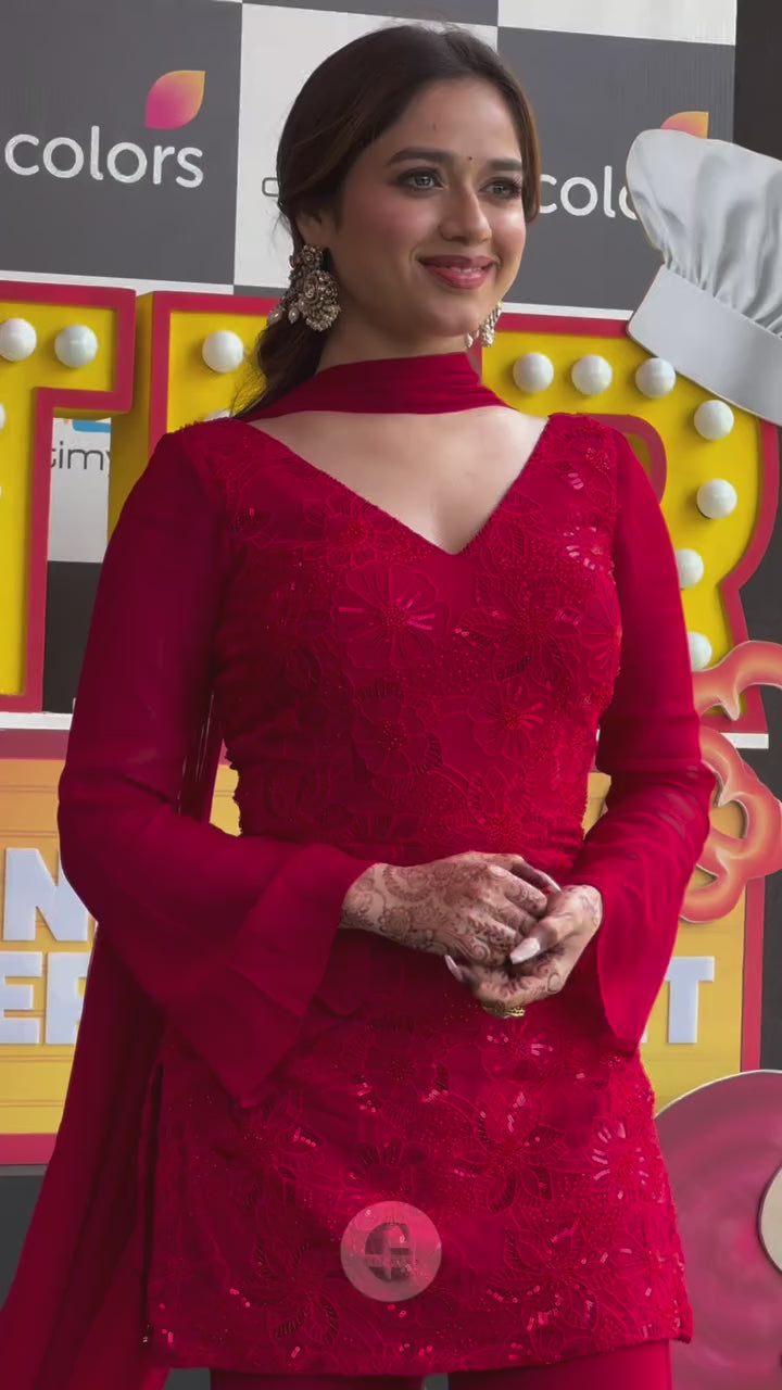Designer Party Wear Top Palazzo Set with Dupatta