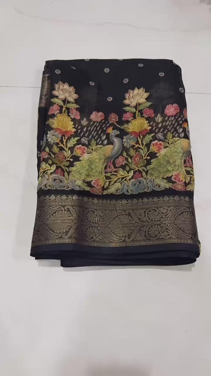 Soft Georgette Jacquard Designer Saree