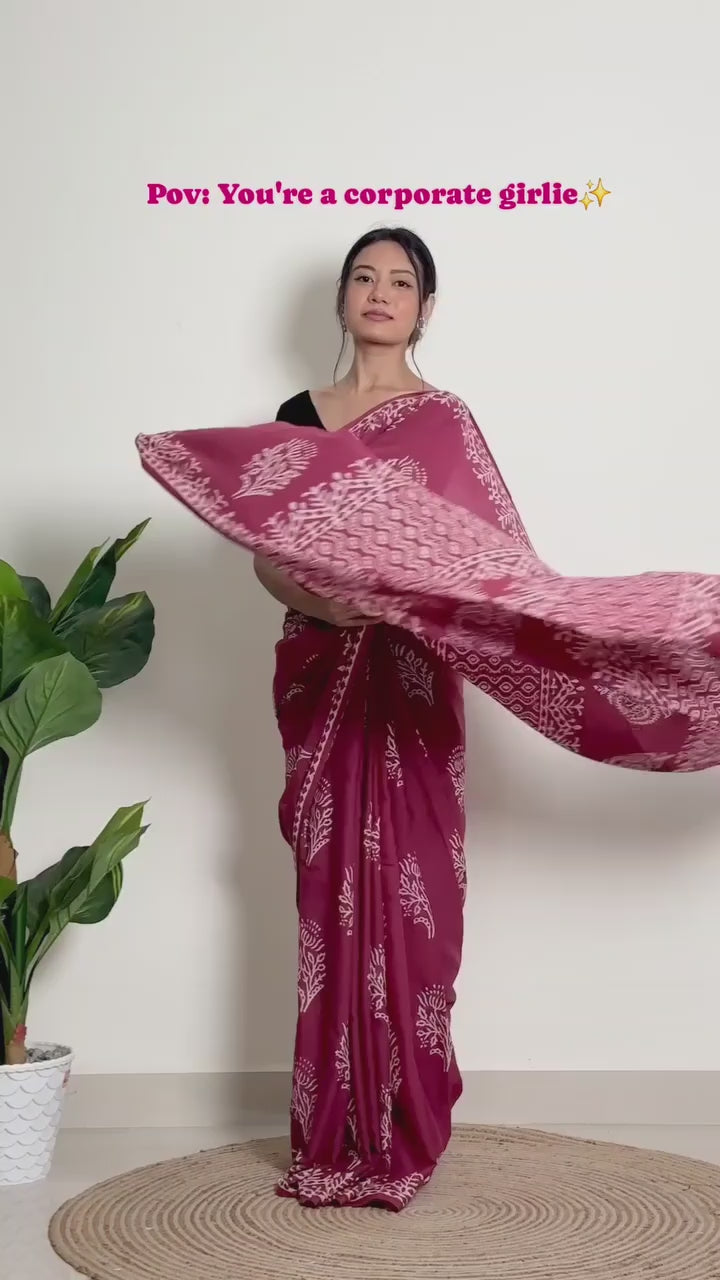 Ready To Wear Mul Cotton Printed Saree with Pocket