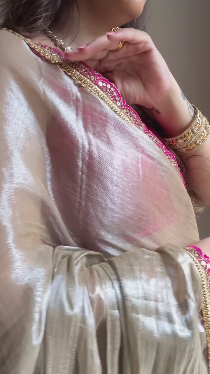 Designer Multi Colour Uppada Tissue Silk Saree with Blouse Piece