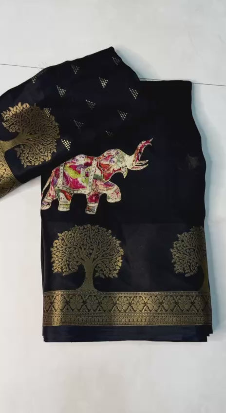 Premium Foil Work Marsh Mellow Saree