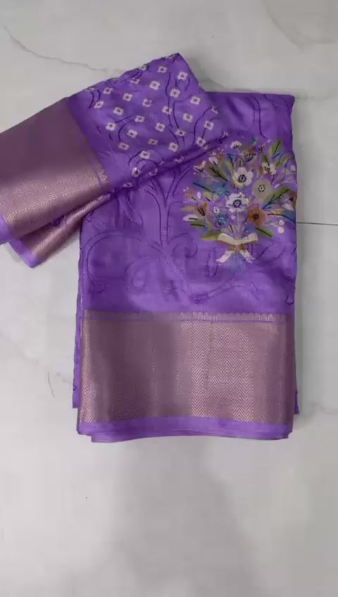 legant Embroidery Work Saree